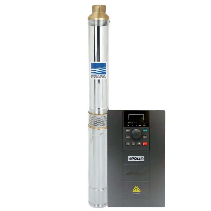 Inversor Drive Solar + Bomba Ebara 4BPLI7-24 5,5 CV Trifásica 220V