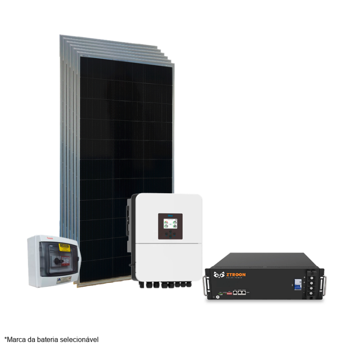 Kit Energia Solar On Grid Híbrido - 3,72kWp 4,8kWh Lítio 48V (26645)