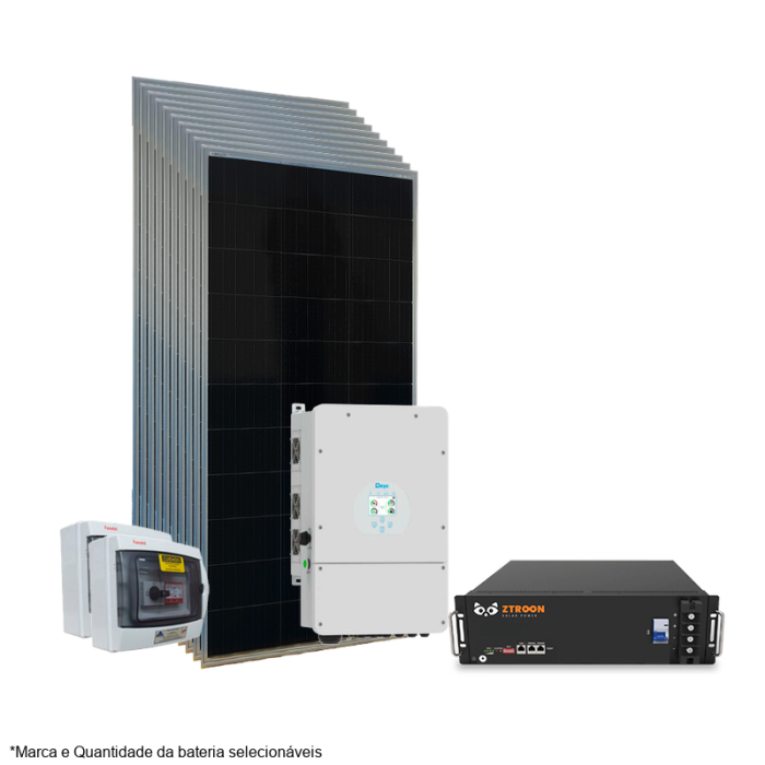 Kit Energia Solar On Grid Híbrido - 6,2kWp 4,8kWh Lítio 48V (26658)