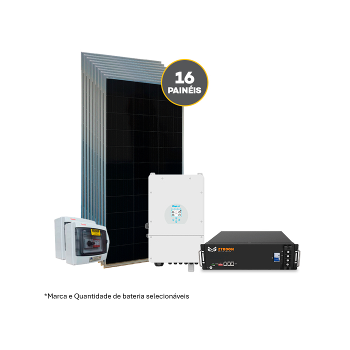 Kit Energia Solar On Grid Híbrido - 9,92kWp 4,8kWh Lítio 48V (26663)